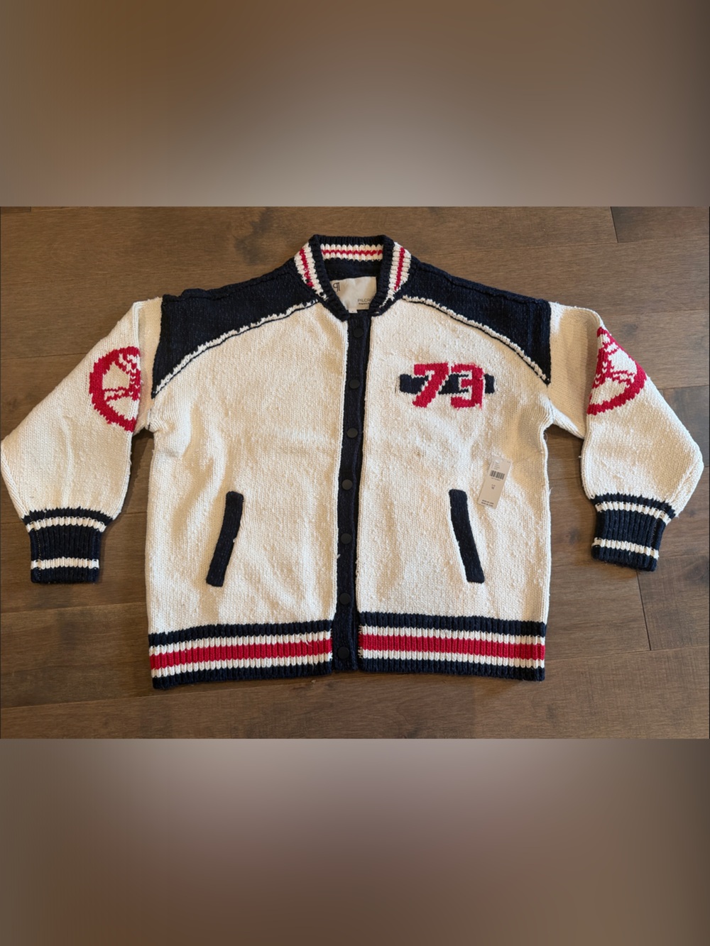 NWT Pilcro Cotton Blend Motorcycle Cardigan Sweater - M - Picture 7 of 9